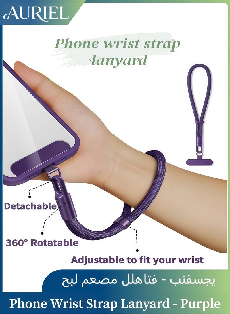 AURIEL Universal Cell Phone Wrist Strap Lanyard, Adjustable Nylon Phone Lanyard with Detachable Tether Tab, Adjust the Size to Fit Your Wrist, 360° rotation (Purple) - Image 1